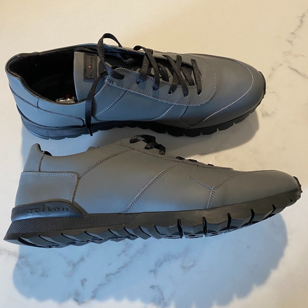 NEW kiton calfskin leather trainers tennis shoes
